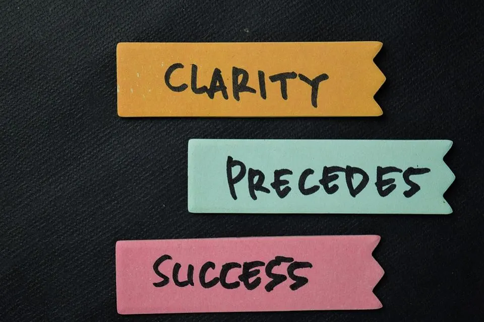 Yellow Pink Blue Post Its Clarity Precedes Success